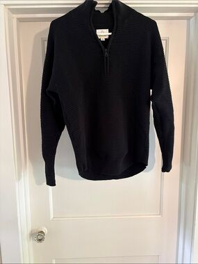 aerie OFFLINE Black Ribbed Quarter-Zip Sweater
